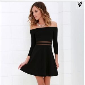 New black off shoulder mini dress